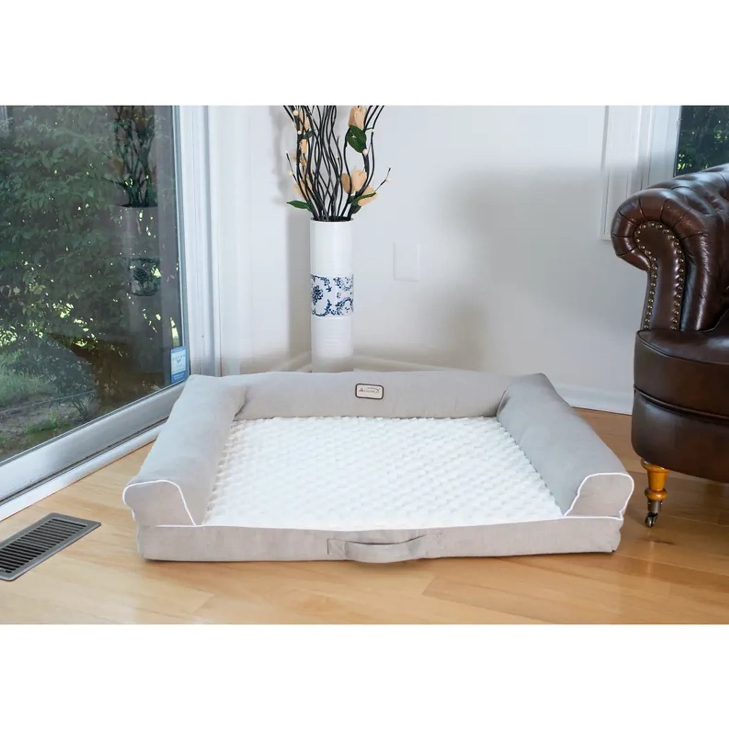 Medium Bolstered Pet Bed Cushion with Memory Foam