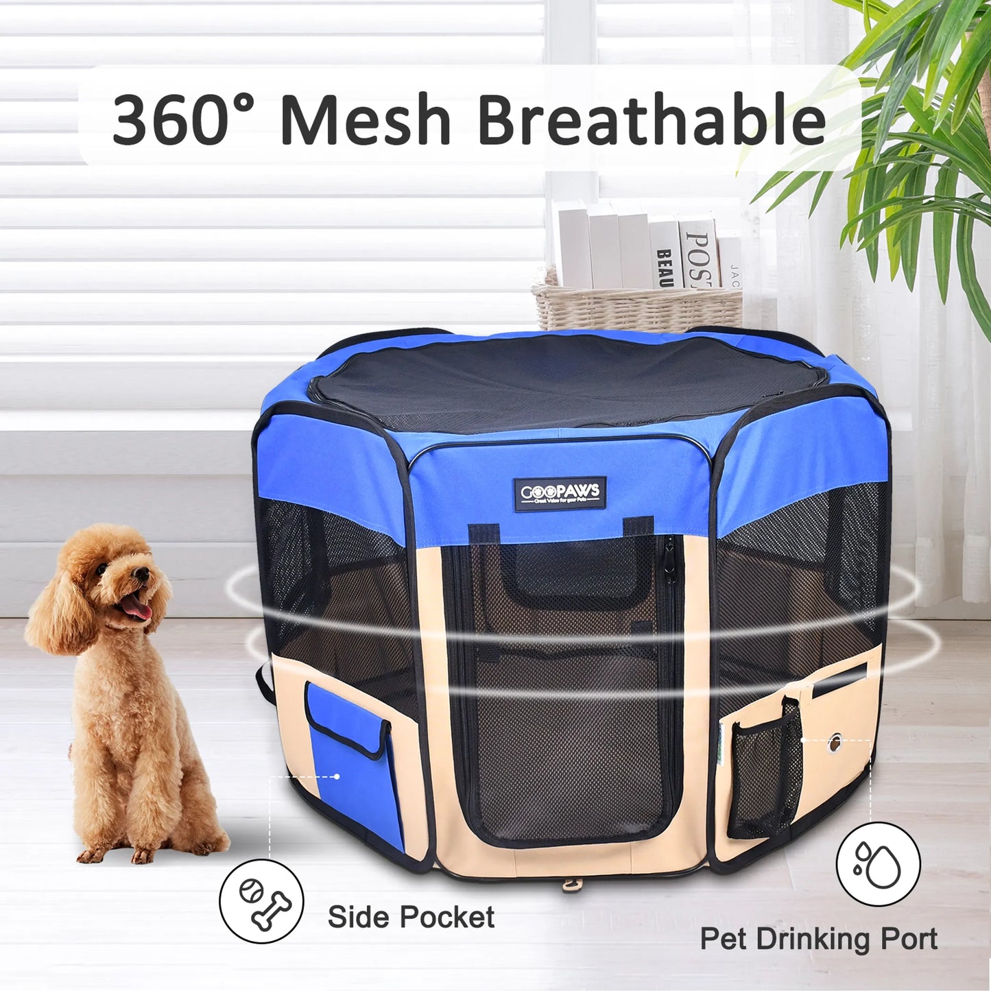 JESPET Pet Dog Playpens 36", 45" & 61" Portable Soft Dog Exercise Pen Kennel with Carry Bag