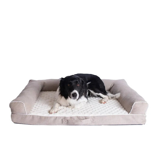 Medium Bolstered Pet Bed Cushion with Memory Foam