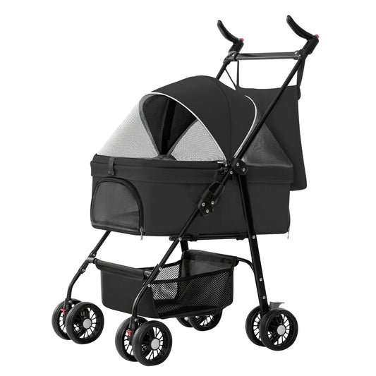 4 Wheels Pet Stroller Foldable Carrier Strolling Cart Travel