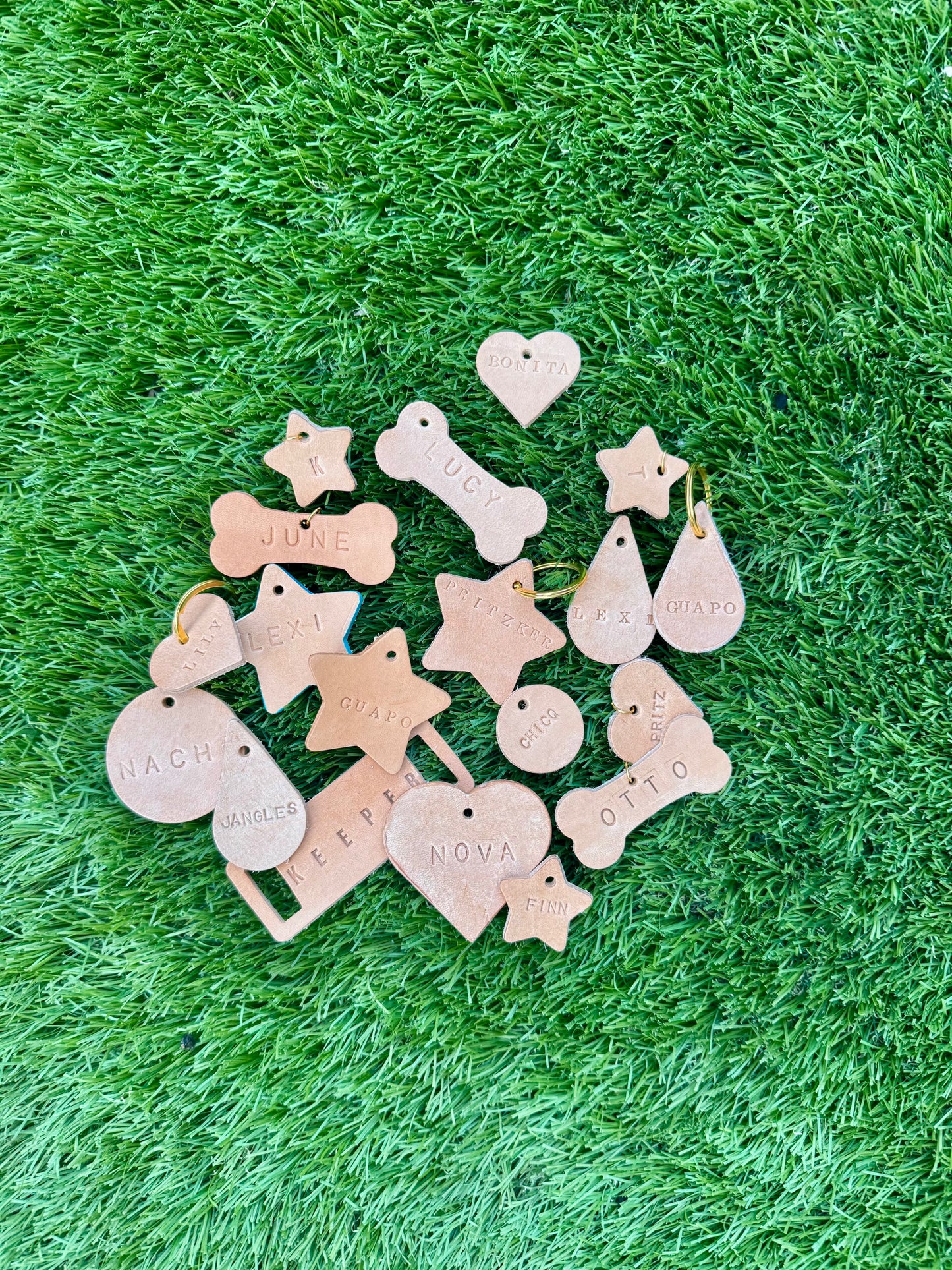Stamped Leather Dog and Cat Tags / Charms
